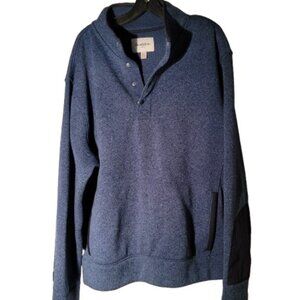 Men's Goodfellow & Co 1/4 Snap Navy Blue Long Sleeve Pullover Size 2XL